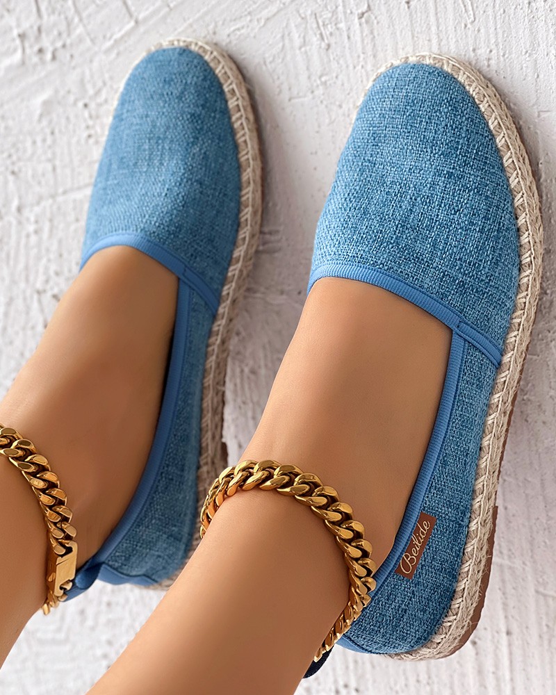Espadrilles Women's Contrast Paneled Footwear Flat Canvas Shoes Hemp Lazy Flats for Men Moccasins Male Loafers Driving Shoes