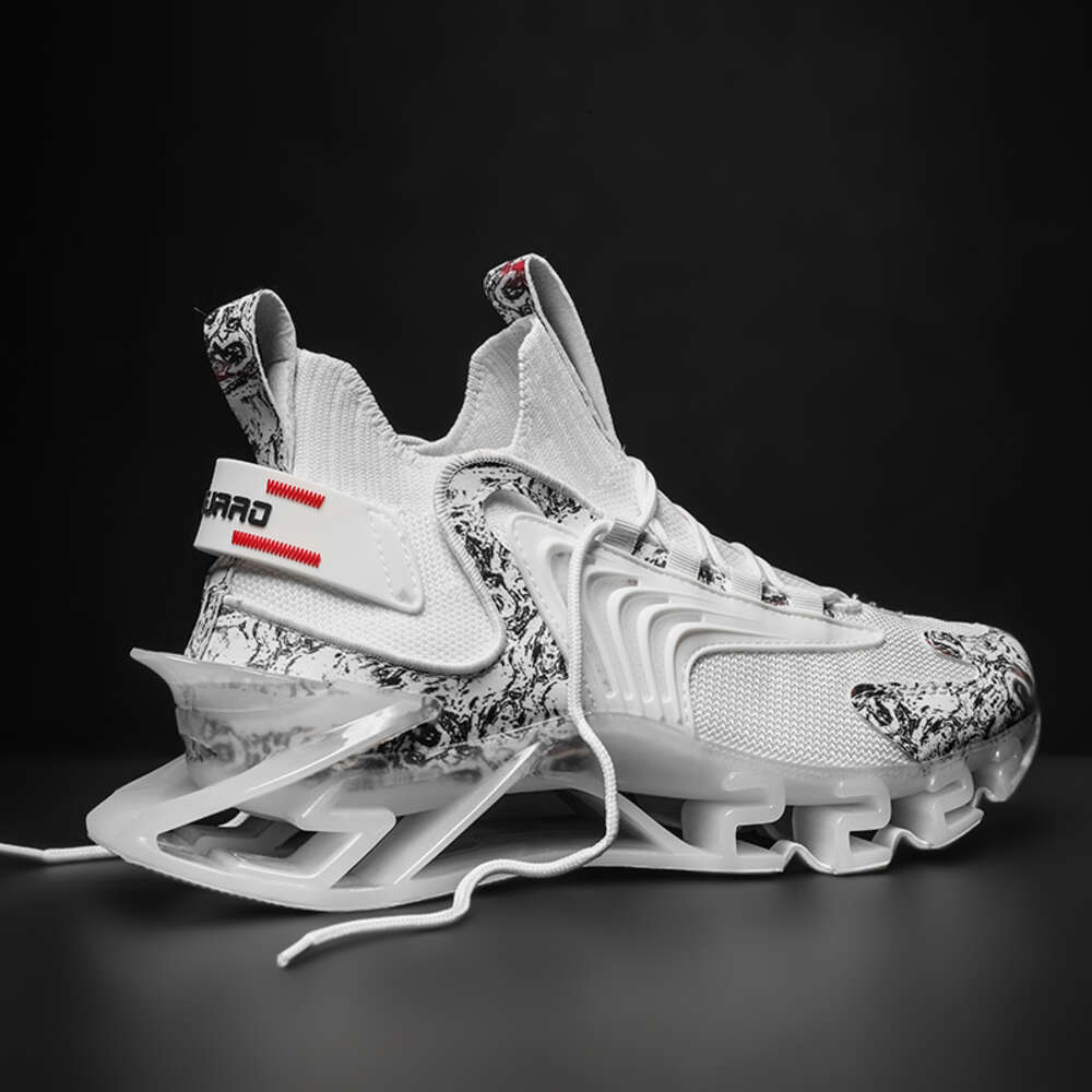 Wholesale comfortable men's basketball custom flying woven breathable mesh running shoes Shark blade sneakers for men