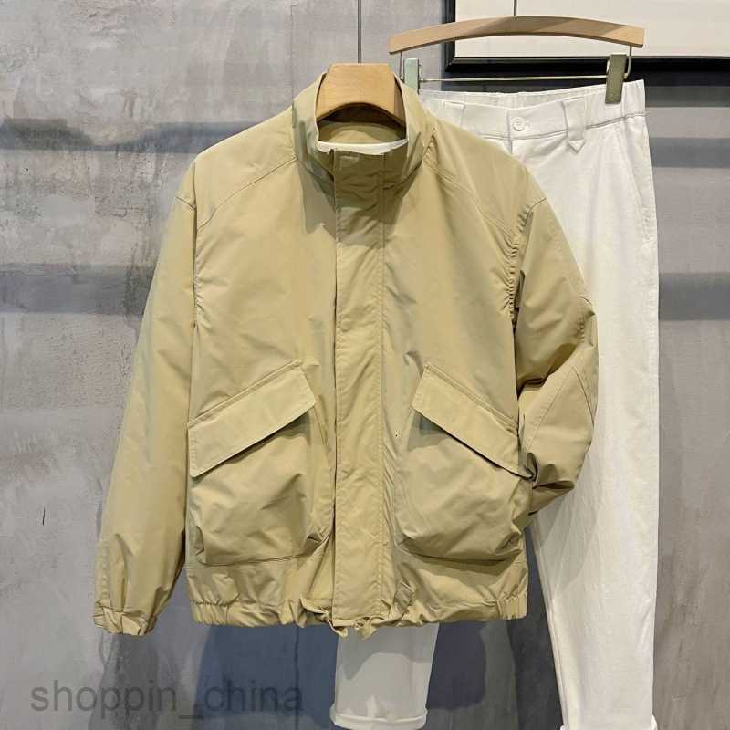 Men's Jackets Coats Spring and Autumn Man New Versatile Solid Color Rush Coat Slim Fit Stand up Neck Jacket Casual Trendy Pi Shuai Long sleeved C