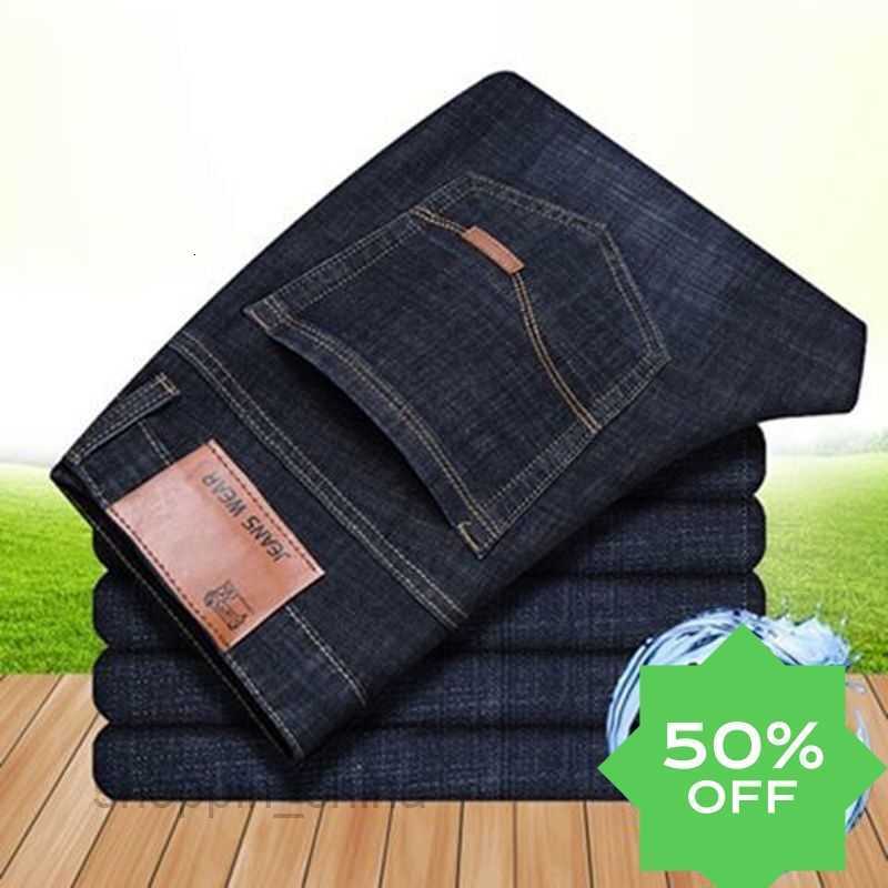 Men's Jeans Summer new elastic jeans men straight tube loose casual large size thin men's work wear-resistant long pants Denim Pants
