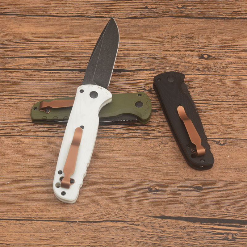 High Quality BM4300 Tactical Knife D2 Black Stone Wash Drop Point Blade G10 Steel Sheet Handle Outdoor EDC Pocket Folder Knives with Retail Box