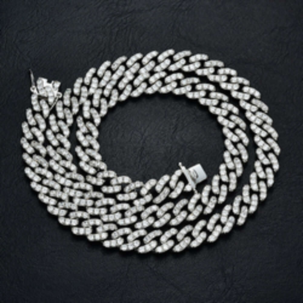 Jwy Fashion Hip Hop Brass Luxury Cuban Link Chain 8mm Iced Out Cuban Chain Necklace Jewelry