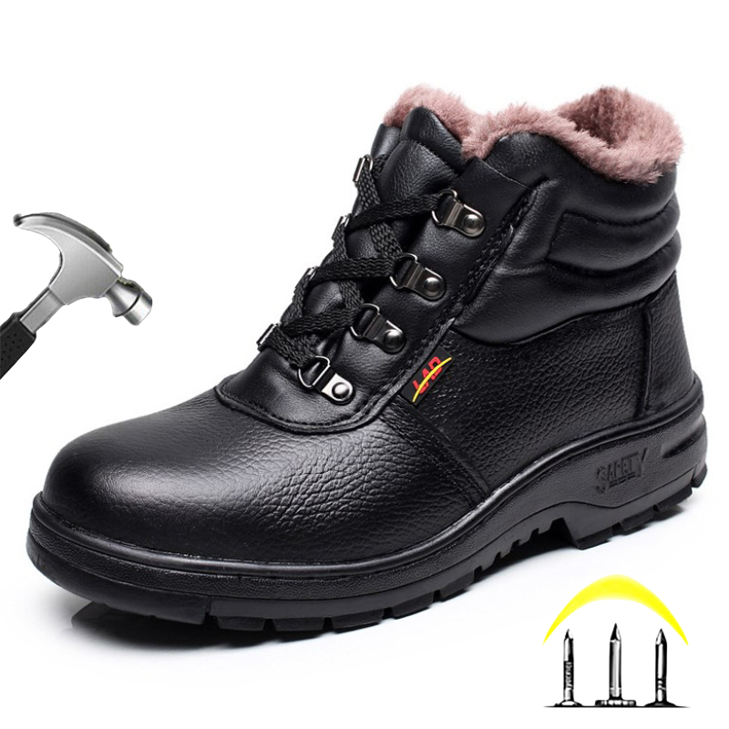 Fleece Lining Steel Toe Work Safety Shoes For Men Wear Resistant Lightweight Sneakers Puncture-proof Indestructible Work Boots