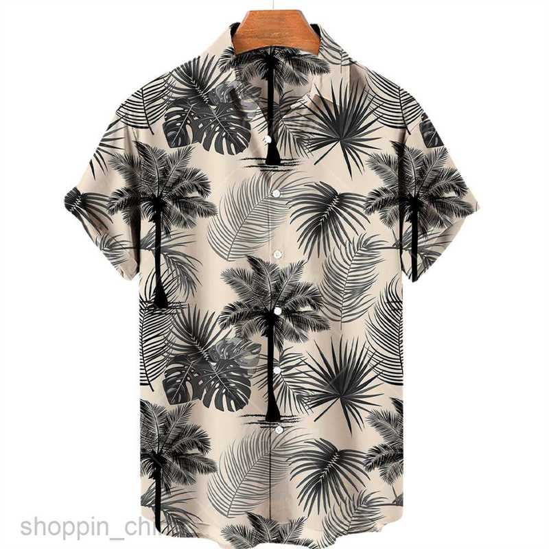 Men's Casual Shirts New Men's Short sleeved Shirt Large Size 3D Digital Red Tree Print Summer Shirt tops
