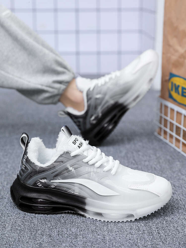 Winter men's and women's new fleece heightening sneakers