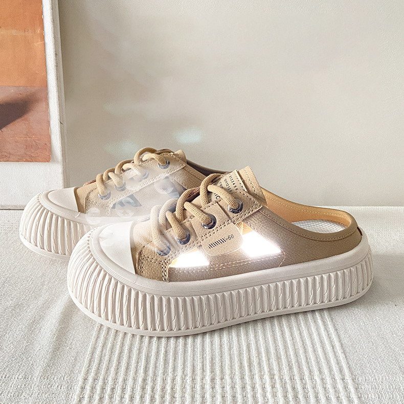 2024 New Hollow Small White Shoes Breathable Half Trailer Versatile Casual Shoes Big Head Matsuke Shoes Free of Mail for Women size