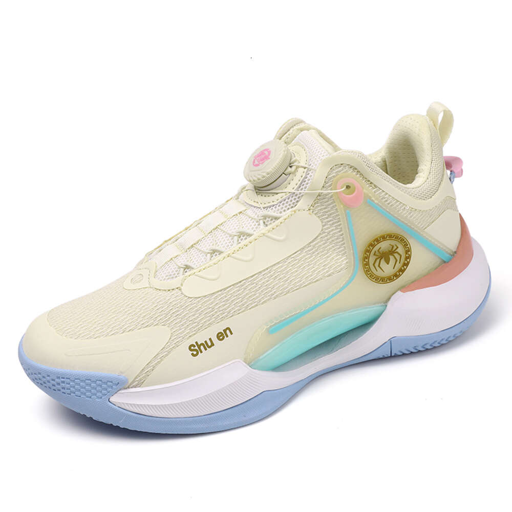 High quality breathable sneakers Custom rotating button running for Cushioned lighting basketball shoes men