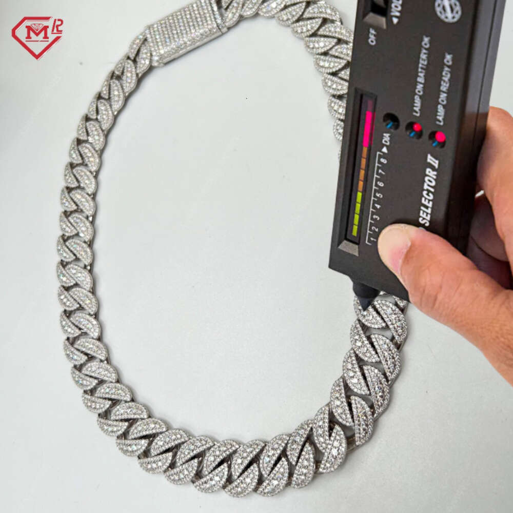 Luxury Cuban Link Chain 12mm 15mm 18mm Hip Hop Iced Out 925 Sterling Silver Vvs Moissanite Miami Cuban Link Chain