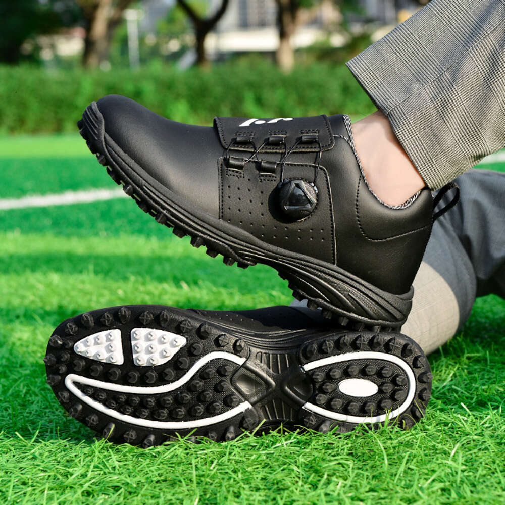 New Arrival Mens Leather Non-slip Rotation Shoelace Professional Waterproof Golf Shoes