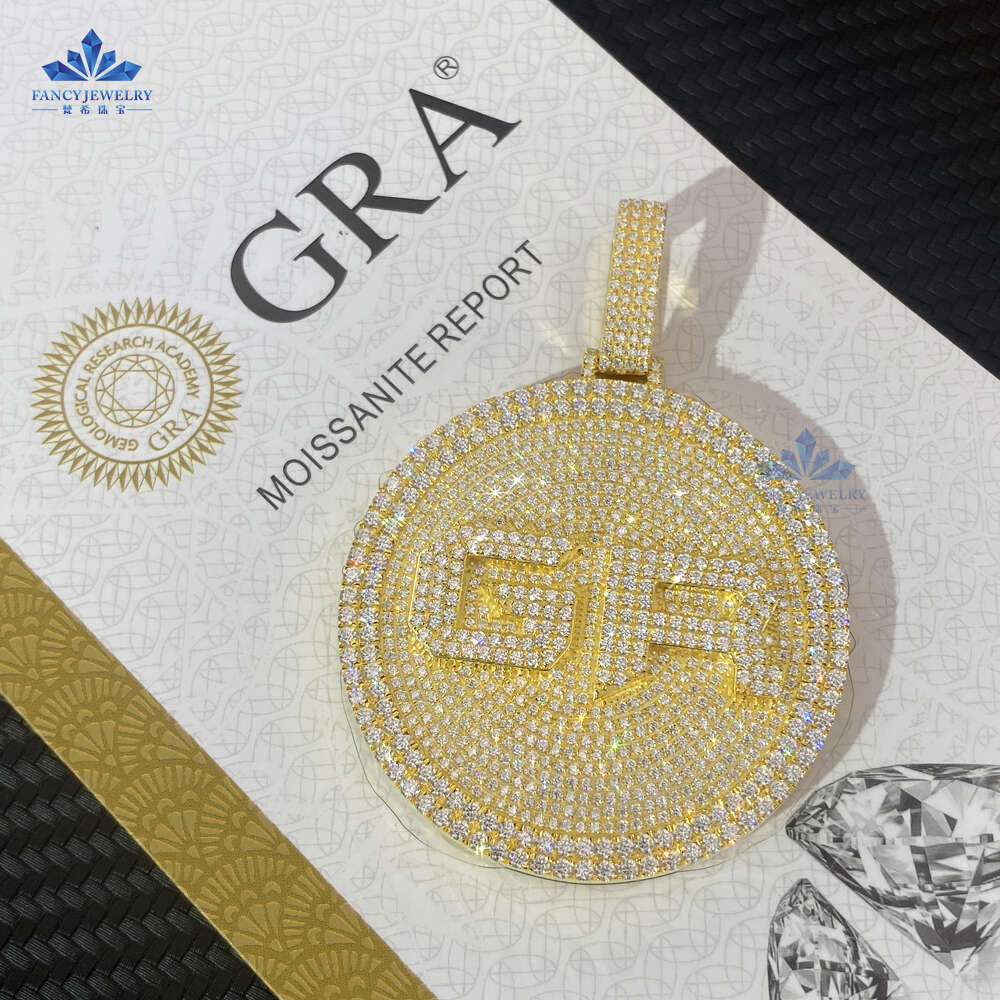 Hip Hop Cluster Name Letter Pendant 10k 14k Solid Karat Gold Real Gold Pass Diamond Tester Vvs Moissanite Diamond Pendant