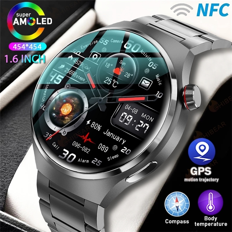 For GT4 Pro GPS NFC Smart Watch Men 360*360 AMOLED Screen Heart rate Bluetooth Call IP68 Waterproof Man Smartwatch 240601