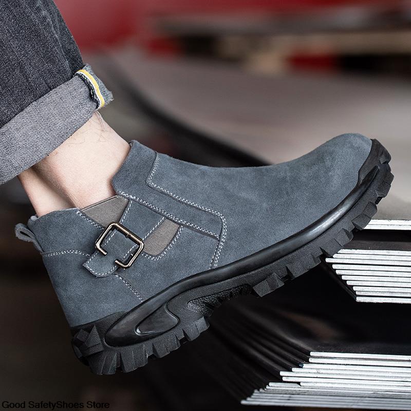 Anti-Scalding Welder Anti-Smash Shoes Male Steel Toe Men Suede Work Snekaers Safety Boots acb8