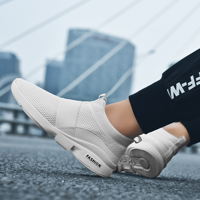Black Sports Shoes for Mens Trainers Lightweight Sneakers Big Size 48 Casual Women Fashion Running Breathable Slip on Loafers