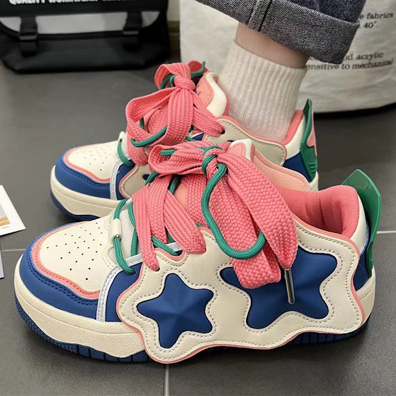 Women Platform Sneakers Star Design Sports Shoes Lace Up Comfortable Shoes Casual Outdoor Running Tennis Sneakers Female 35-40