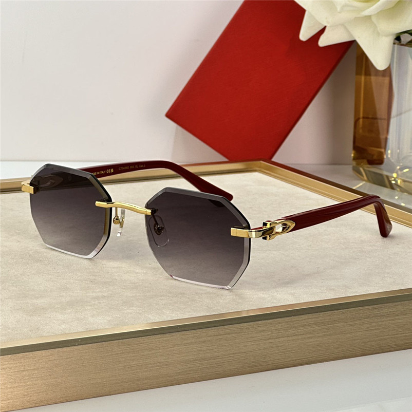 New fashion design men sunglasses 0439S rimless frame Irregular cut lenses simple and popular style high end outdoor UV400 protection eyewear
