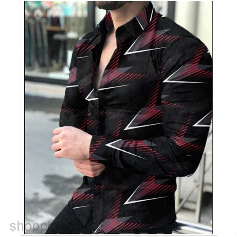 Men's Casual Shirts Spring and Autumn New Polo Neck Shirt 3D Printed Casual Loose Men's Long sleeved Top tops