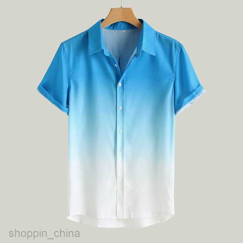 Men's Casual Shirts Men's short sleeved shirt, summer new fashionable color contrast striped single breasted lapel shirt tops