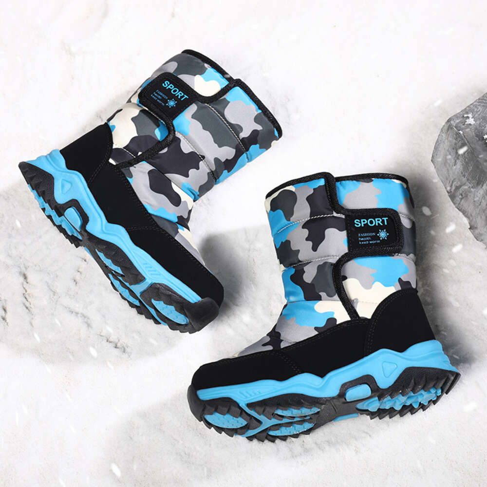 Factory Wholesale Customized Anti Slip Camo Printing Waterproof Insulated Warm Snow Boots for Kids Outdoor