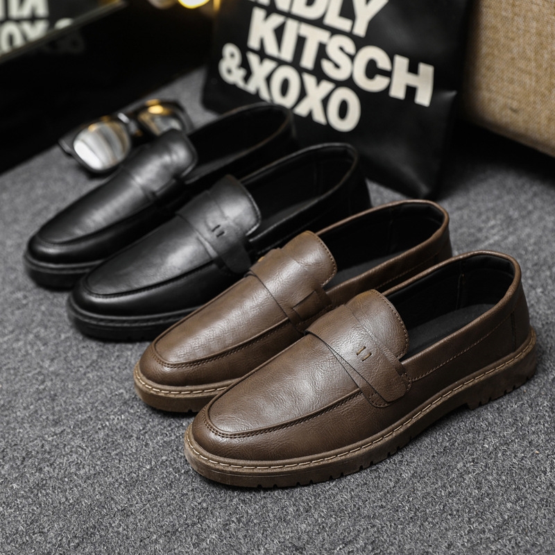 2024 New Summer Casual Light Bean Shoes Men'S Loafers Street Beat Spirit Boy Leather Waterproof Men'S Shoes