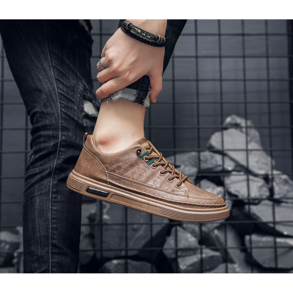 Wholesale leather casual Fashion walking shoes cheap men's sneakers