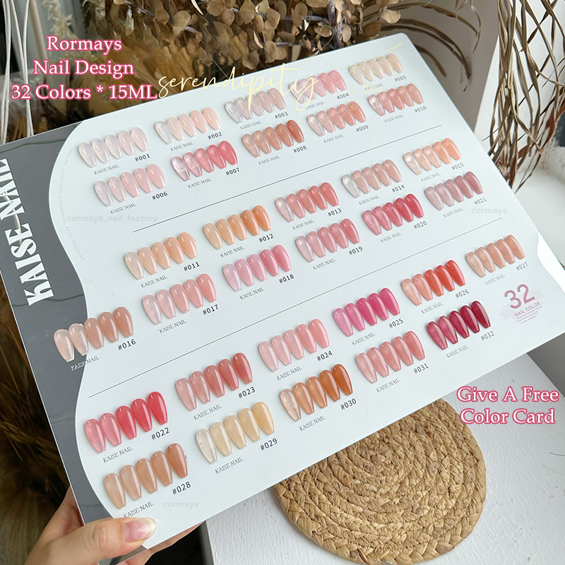 Rormays Pink Ice Penetrating gel Polishing 32PCS Jelly Color Translucent gel UV LED Soaking Durable Jade Nail Salon 15ML Wholesale Factory