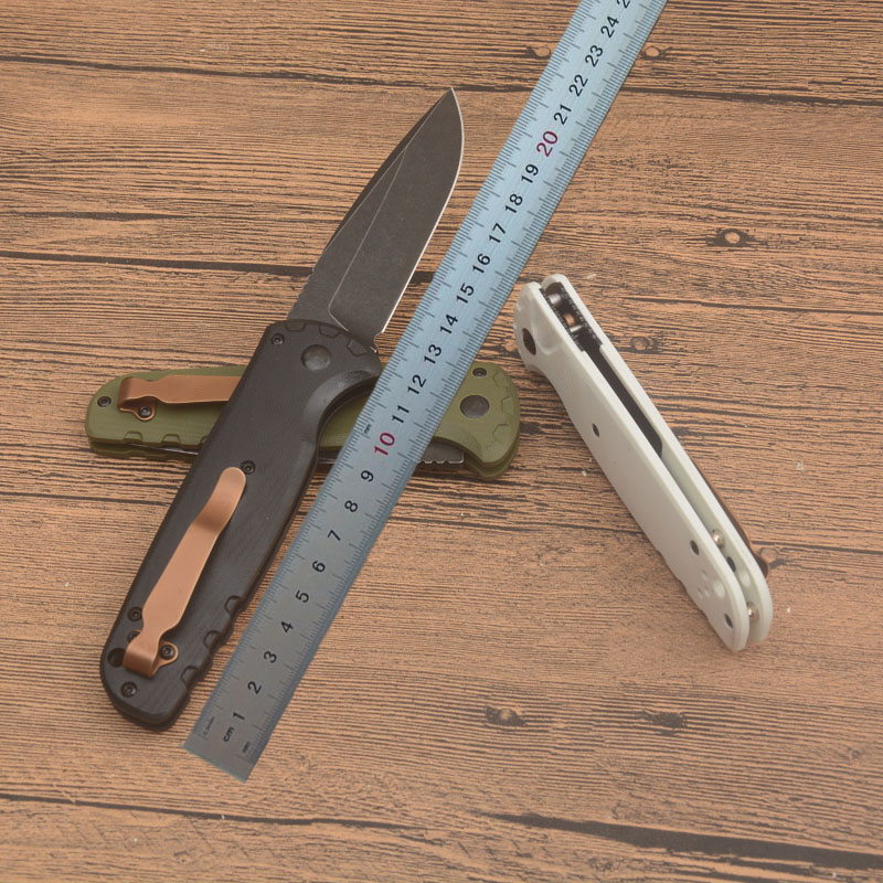 High Quality BM4300 Tactical Knife D2 Black Stone Wash Drop Point Blade G10 Steel Sheet Handle Outdoor EDC Pocket Folder Knives with Retail Box