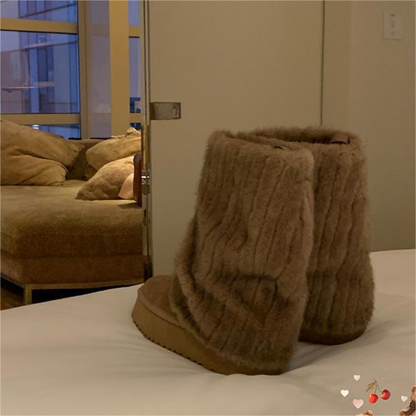 Winter Women Boots Platform Shoes Keep Warm Mid-Calf Snow Boots Ladies Lace-up Comfortable Quality Waterproof Zapatos Mujer