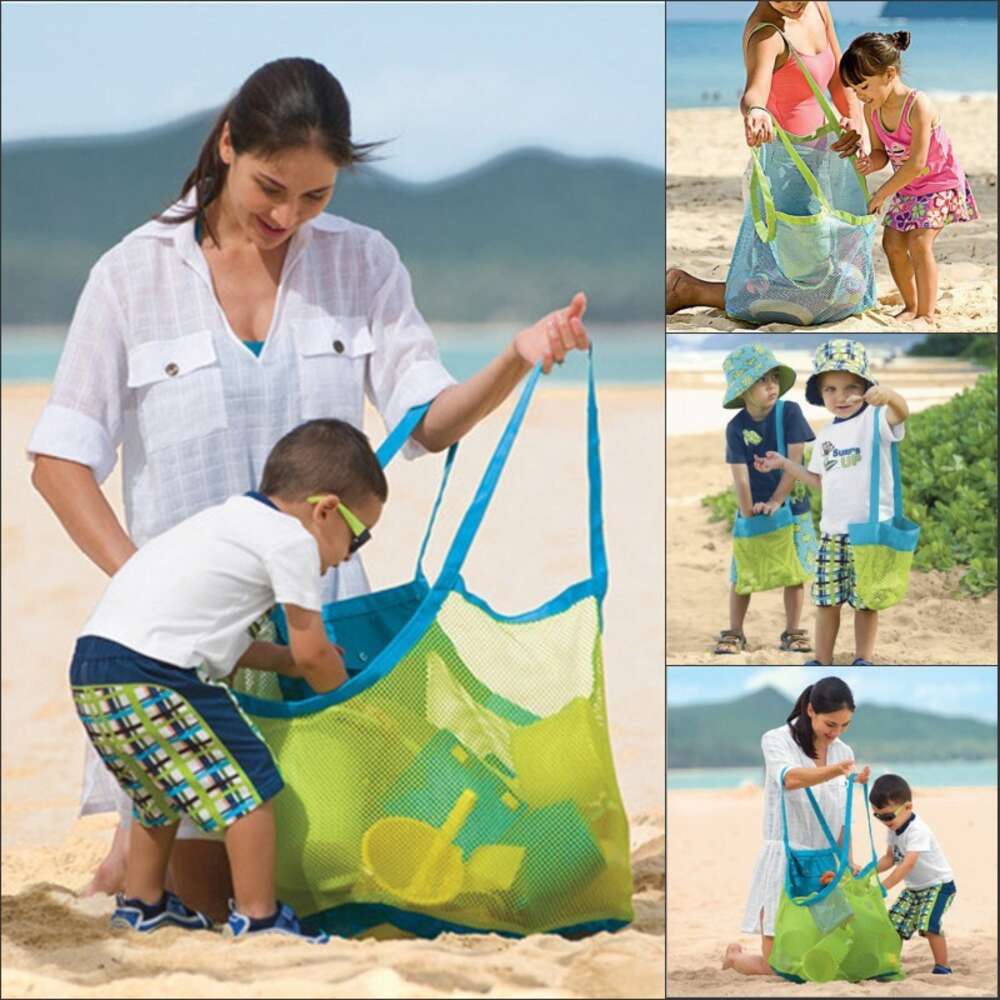 toys, Children's large capacity storage bag, sand digging tools, miscellaneous storage, mesh beach bag H6.12#20.02 , ddmythur