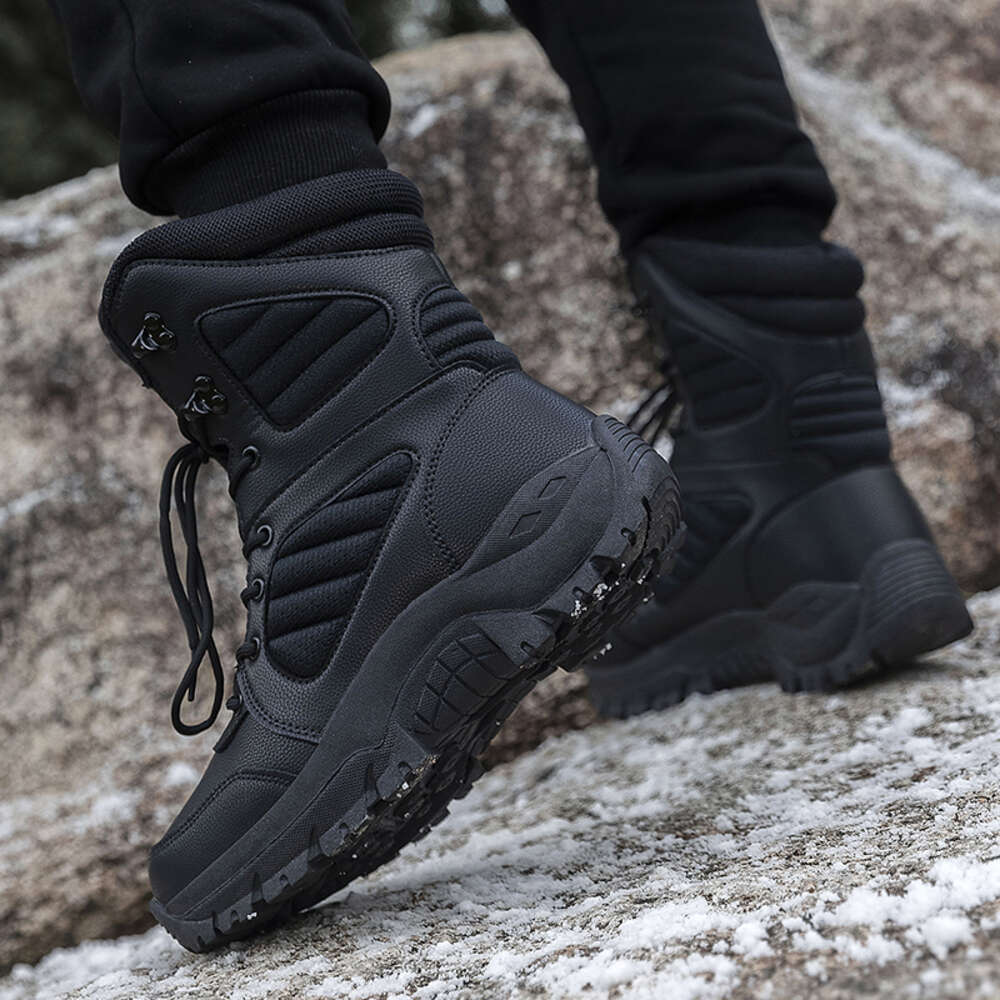 New High-top Climbing Outdoor Hiking for Men Tactical Training Boots Adult Winter Shoes Rubber Round A09