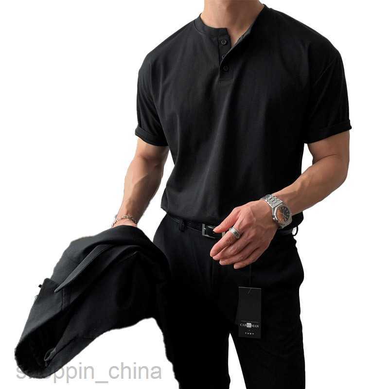 Men's T Shirts short sleeved t-shirt men polo shirt Mature stable tight cuffs fitness tough guy Henley shirt tees tops
