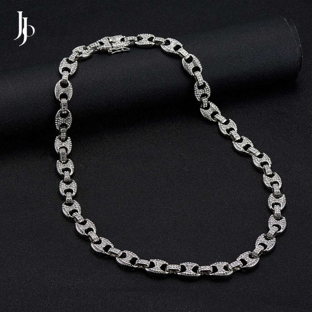 Jojo Fashion Diamond Iced Out Cuban Link Chain Necklace for Men Hip Hop Pig Nose Mens Tennis Necklace