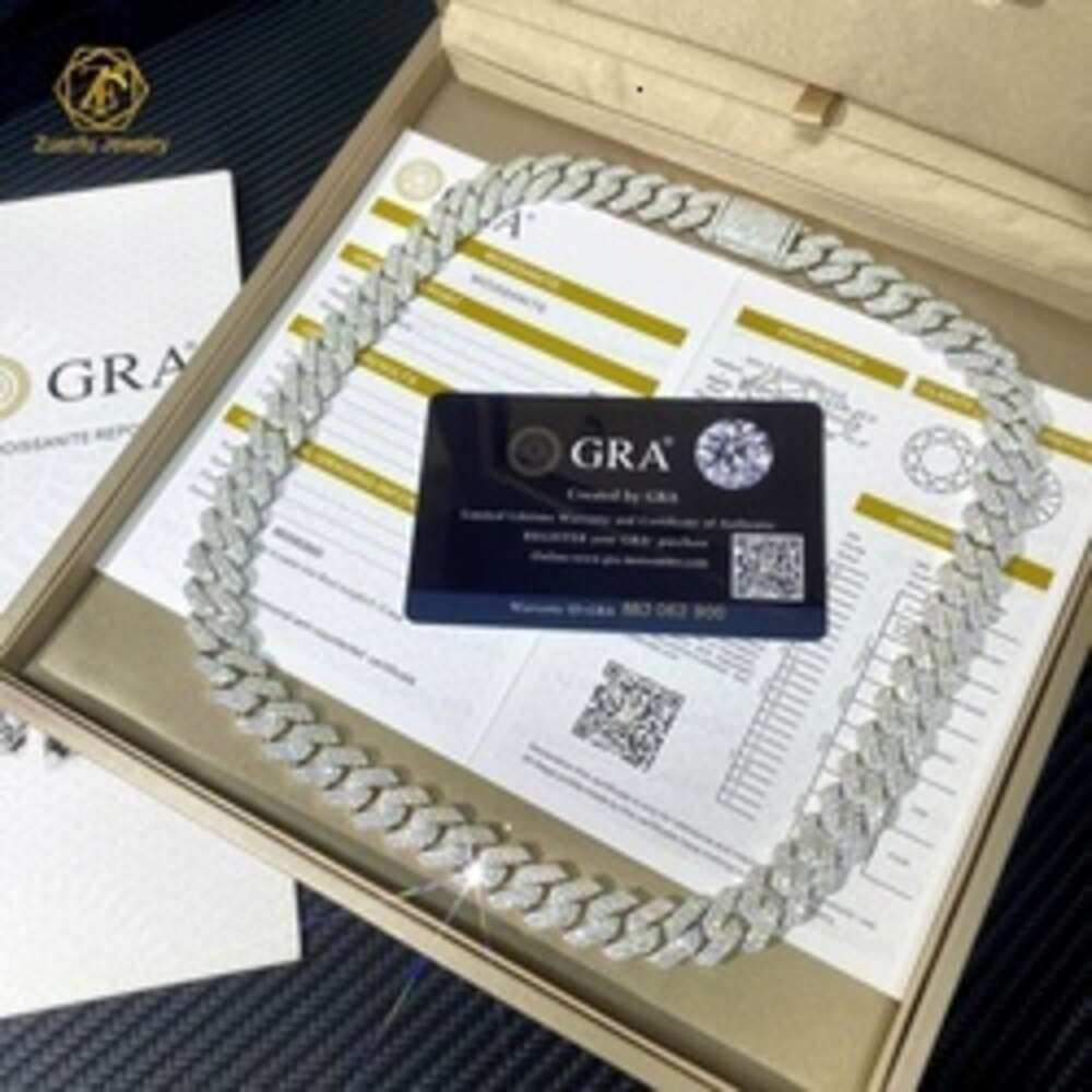 Wholesale Choker Gold Plated Custom k Solid Sliver Dia 12mm Moissanite Cuban Chain Necklace