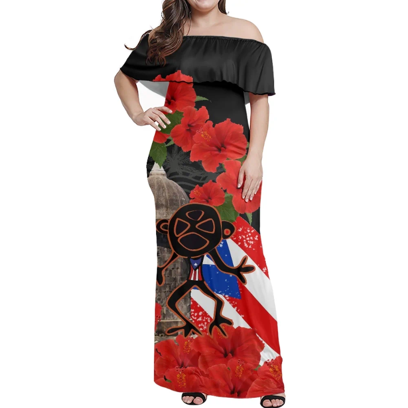 Party Dresses The 2024 Fashion Off Shoulder Corset Sexy Dress Printing Short Sleeve Long Skirt Summer Womens Elegant