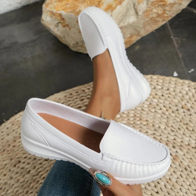 More Spring Nurse shoes for women comfortable and soft soles breathable and non slip flat shoes thick work soles small white single shoes 240611