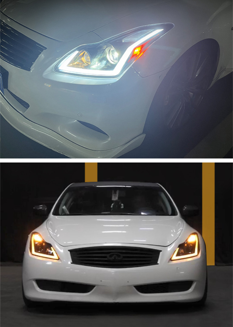 Car Light Assembly for Infiniti G25 G35 G37 LED Headlight 2006-2012 Q60 Angel Eye Front Lamp DRL Signal Lights
