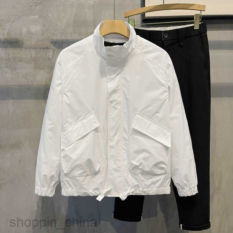 Men's Jackets Coats Spring and Autumn Man New Versatile Solid Color Rush Coat Slim Fit Stand up Neck Jacket Casual Trendy Pi Shuai Long sleeved C