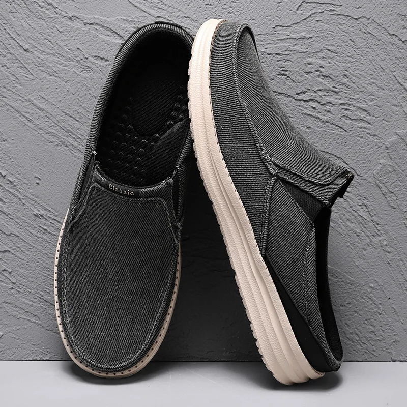 Mens casual shoes canvas breathable loafers mens half slider mens comfortable outdoor walking shoes classic mens sports shoes 240611