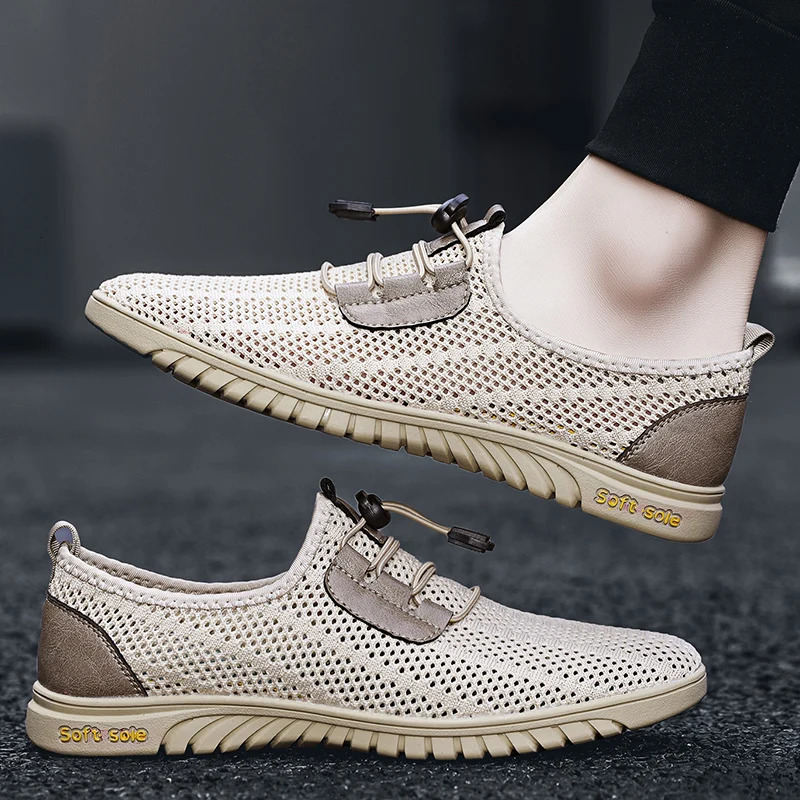 Summer Breathable Casual Mens Shoes Business Mesh Dress Mens Shoes Sports Shoes Soft Apartment Selling Summer Casual Shoes Moccasins 240611