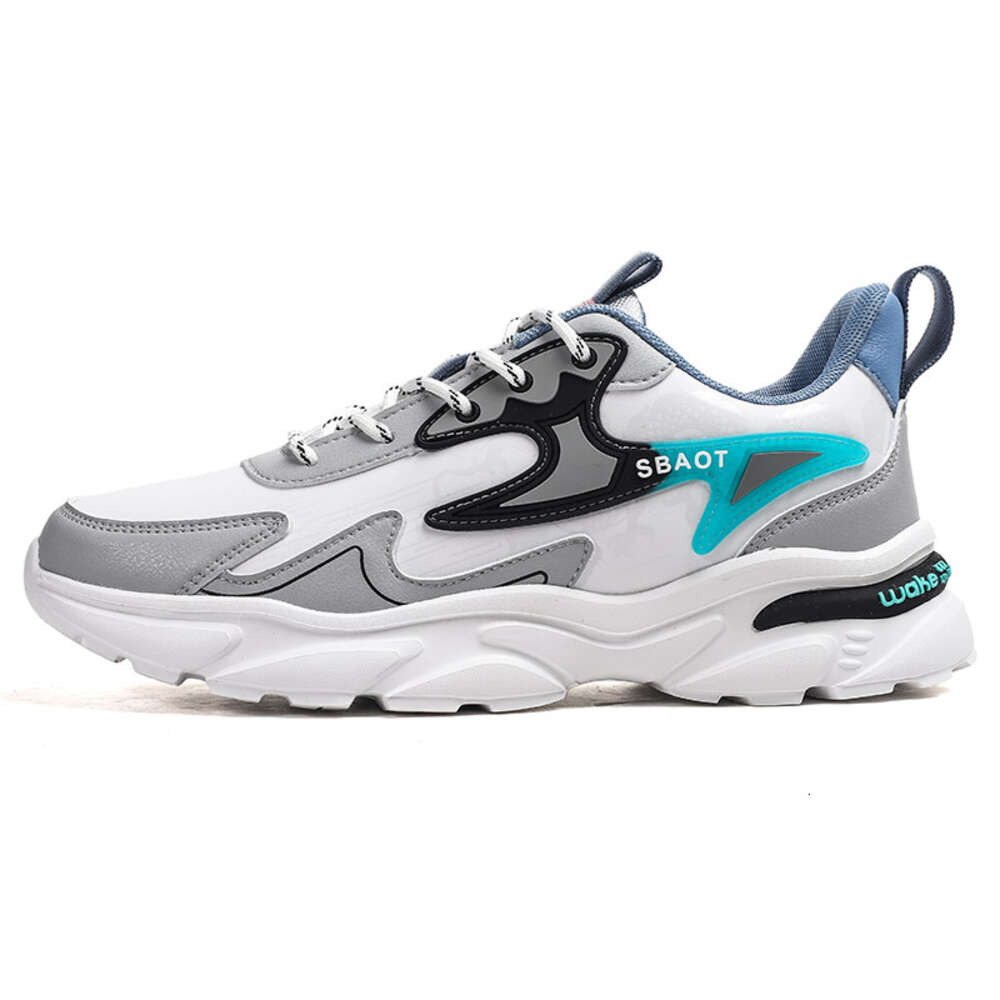 Four seasons all casual new leather men's sports fashion trend shock absorbing running shoes