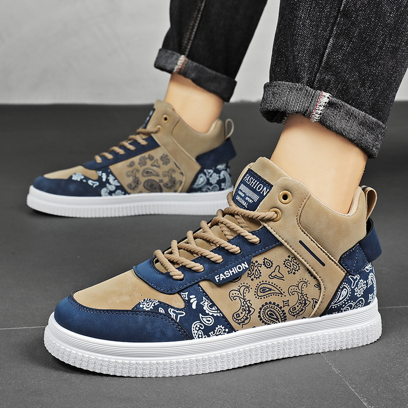 Brand Mens High Top Casual Sneakers Basketball Shoes Trendy Boys Non-Slip Sports Shoes Outdoor Training Athletic Tennis Shoes