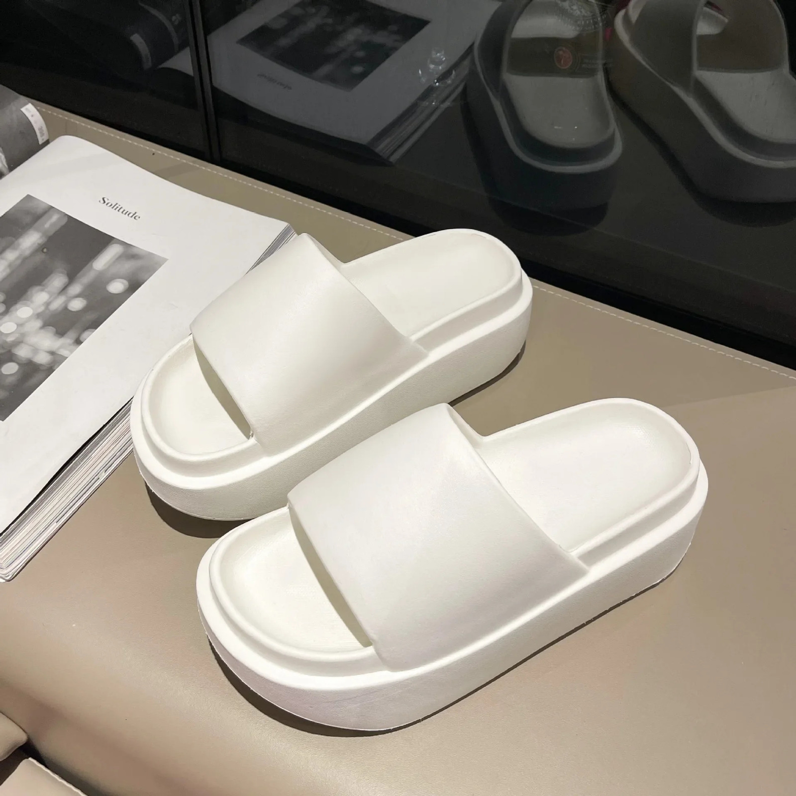 6cm Thick Sole EVA Slippers for Women Fashion Home Platform Slippers for Summer Outwear Non Slip Elevated Slippers for Women 240611