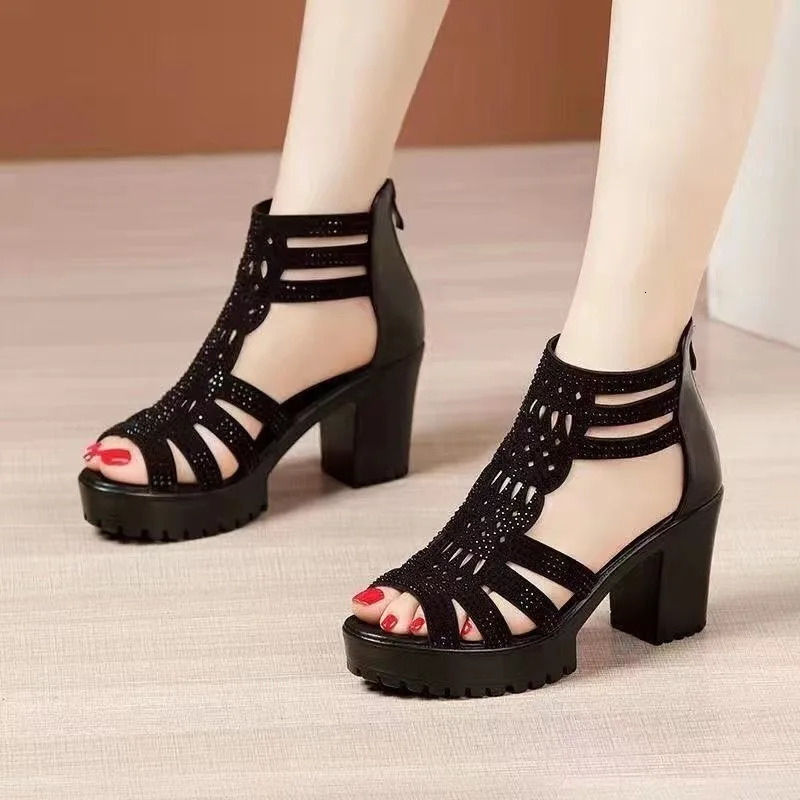 Womens Sandals Wedges Summer Hollow Out Roman Sandals Ladies Elegant Low Heel Sandals for Women Fashion Mujer Footwear 240611