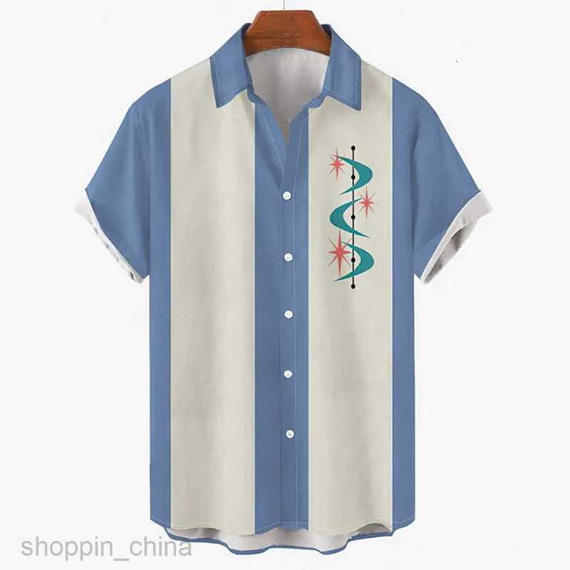 Men's Casual Shirts Men's Hawaii Short sleeved Shirt Men's 3D Digital Printed Striped Shirt Colorful Large 5XL tops