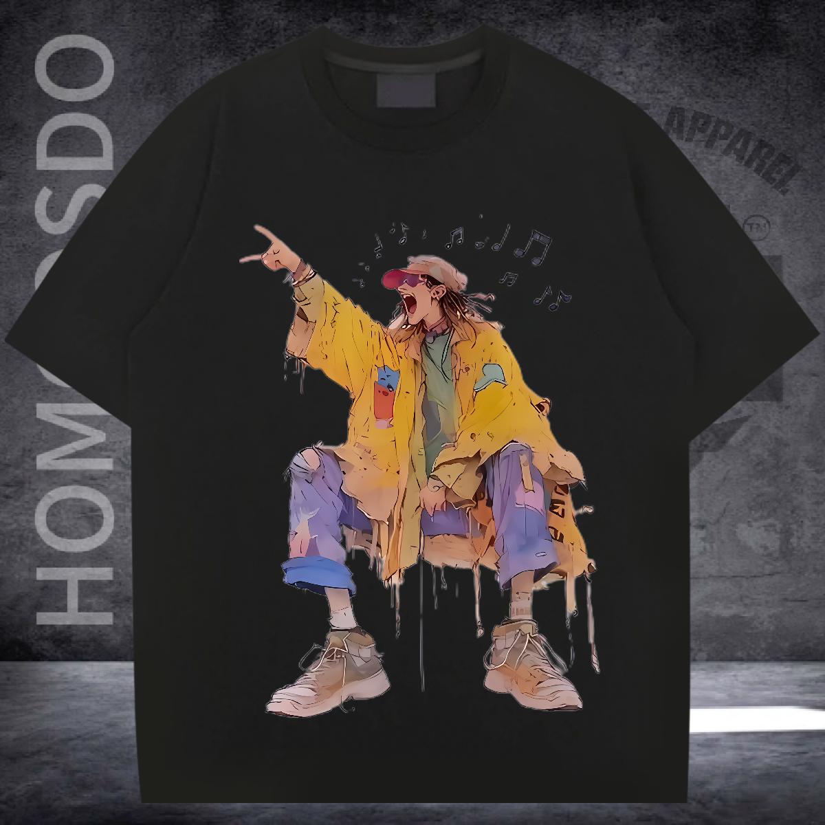 Popular Man T Shirts Anime Printing Street Breathable Crew Neck Cotton Men Tshirts Fashion Design DIY Tops