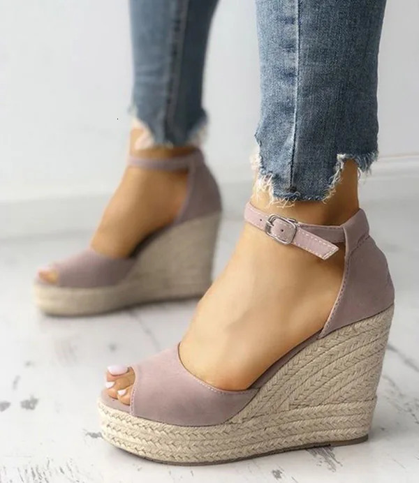 Women Wedges Peep Toe Sandals Platform Ankle Strap High Heel Shoes Female Pumps Beach Wedding Ladies Sandals rope Espadrilles 240611