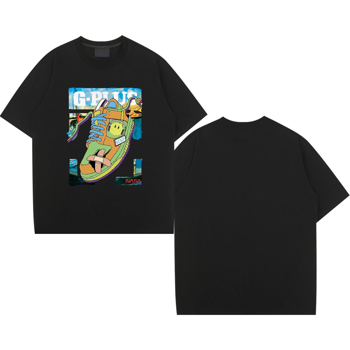 Popular Men Tshirts Breathable Short Sleeve High Street Hip Hop Men T Shirts Black White 2024 New Tops Shirt