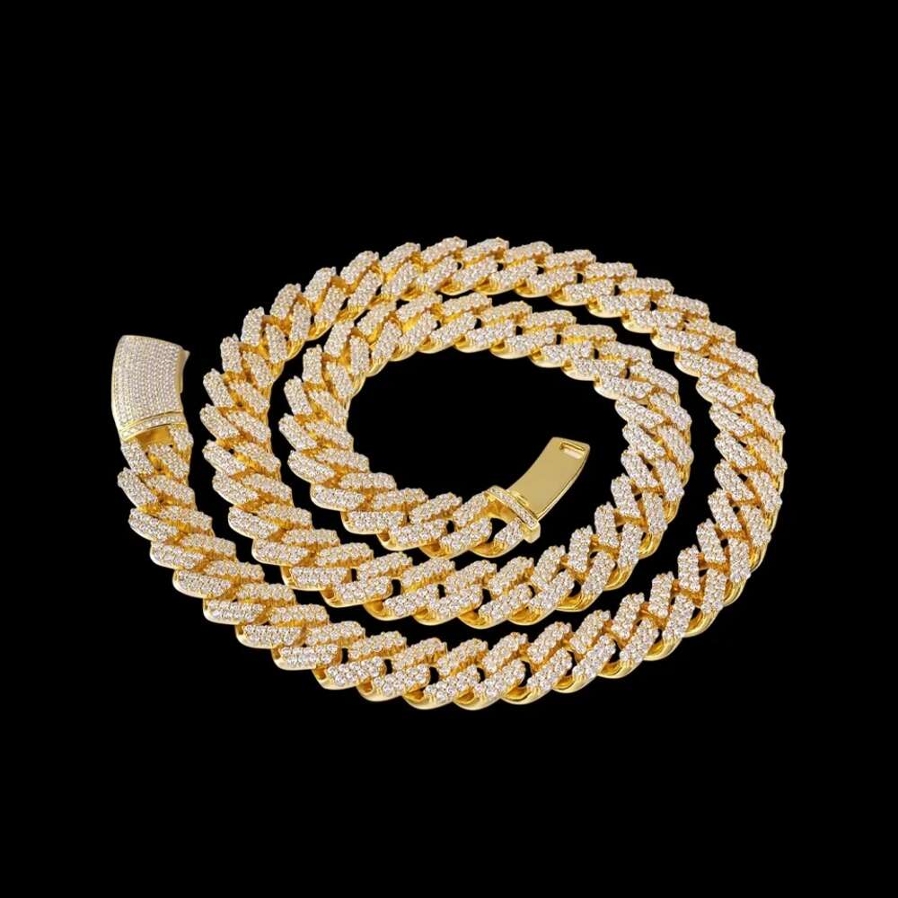 Fashion Jewelry Link Chain Thicker 4 Row Diamond 925 Sterling Silver Claw Setting Vvs Moissanite Cuban Chain