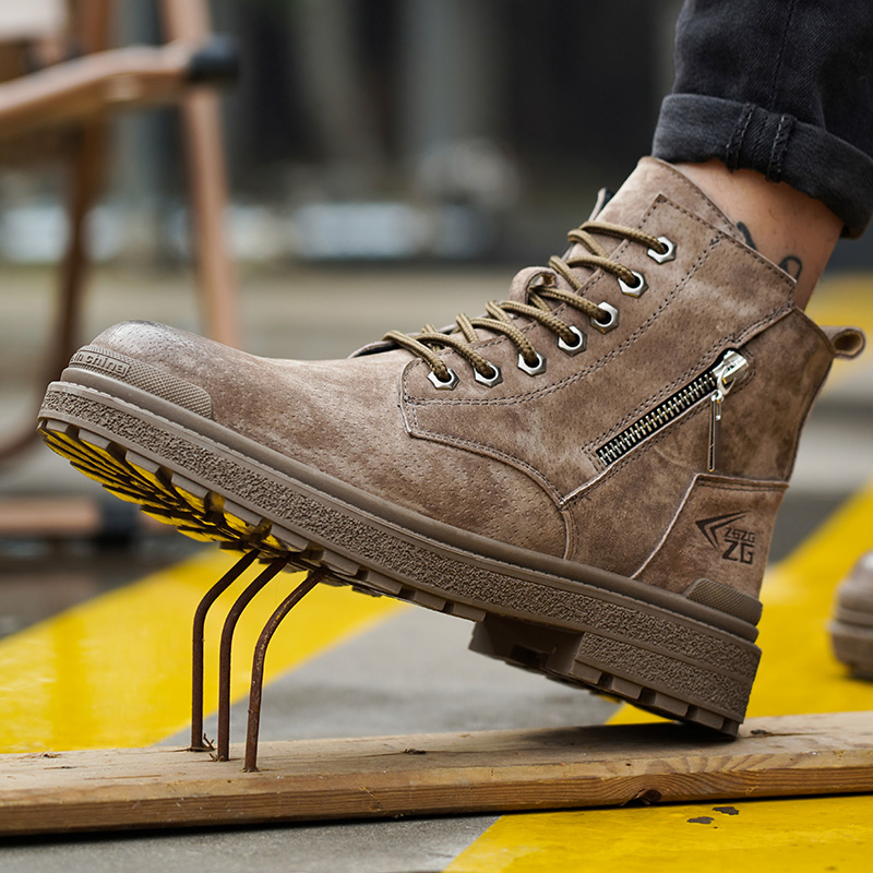 Genuine Leather Work Safety Boots For Men Anti Scald Wear-resistant Work Shoes Puncture-Proof Safety Shoes Men Winter Boots