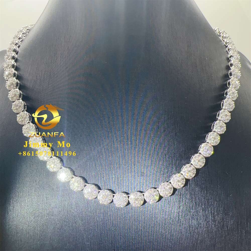 New Arrivals Gar Certificates Pass Dia Tester Hip Hop Iced Out Flawless Moissanite Cluster Tennis Chain Set Man