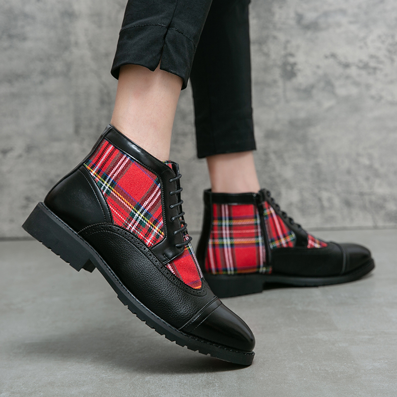 Fall Winter Brand Men's Chelsea Boots Split Leather Men's Slip-On Ankle Boots Luxury Fashion Designer Classic Red Black Boots